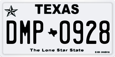 TX license plate DMP0928