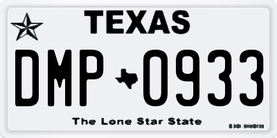 TX license plate DMP0933