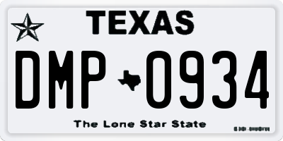 TX license plate DMP0934