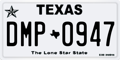 TX license plate DMP0947
