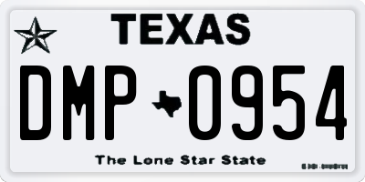 TX license plate DMP0954