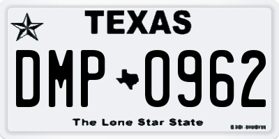 TX license plate DMP0962