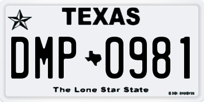 TX license plate DMP0981