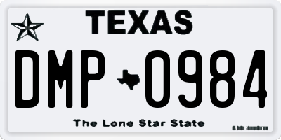 TX license plate DMP0984