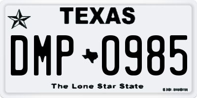 TX license plate DMP0985