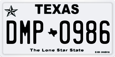 TX license plate DMP0986
