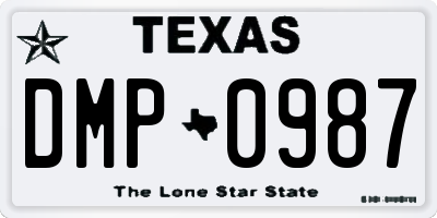 TX license plate DMP0987
