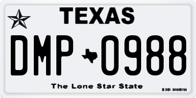 TX license plate DMP0988