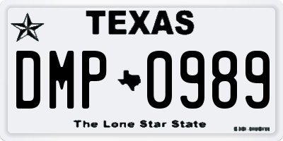 TX license plate DMP0989