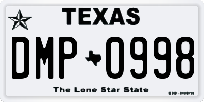 TX license plate DMP0998
