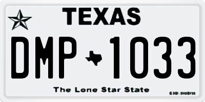TX license plate DMP1033