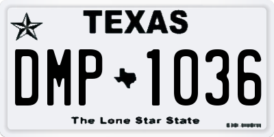 TX license plate DMP1036