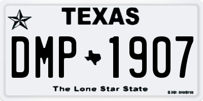 TX license plate DMP1907