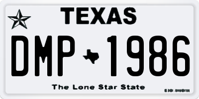 TX license plate DMP1986