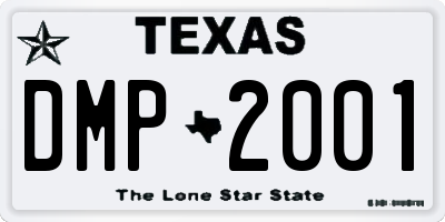 TX license plate DMP2001