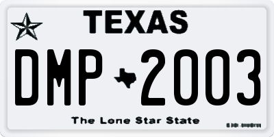TX license plate DMP2003