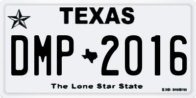 TX license plate DMP2016