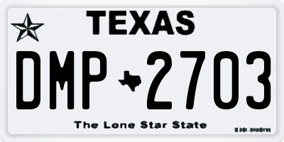 TX license plate DMP2703