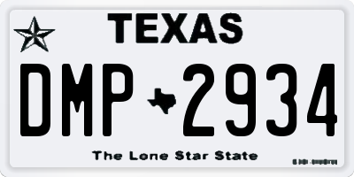 TX license plate DMP2934