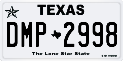 TX license plate DMP2998