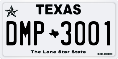 TX license plate DMP3001