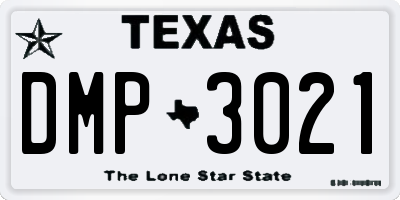 TX license plate DMP3021