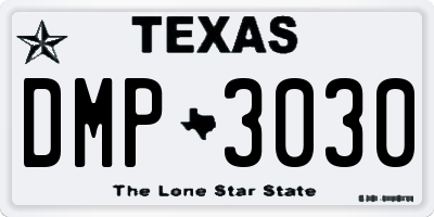 TX license plate DMP3030