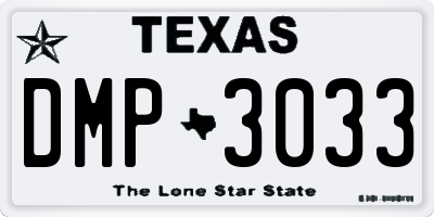 TX license plate DMP3033