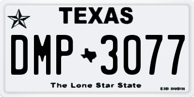 TX license plate DMP3077