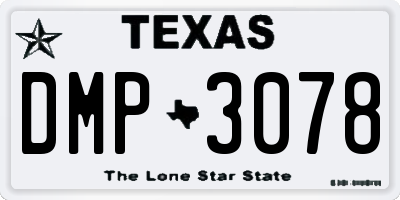 TX license plate DMP3078