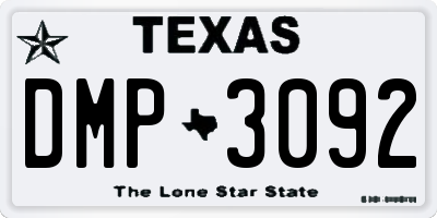 TX license plate DMP3092