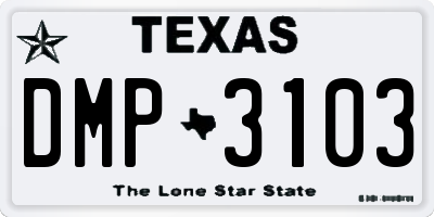 TX license plate DMP3103
