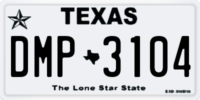 TX license plate DMP3104