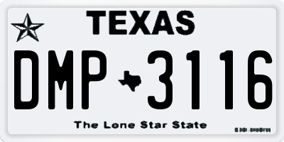 TX license plate DMP3116