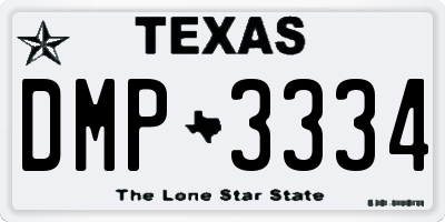 TX license plate DMP3334