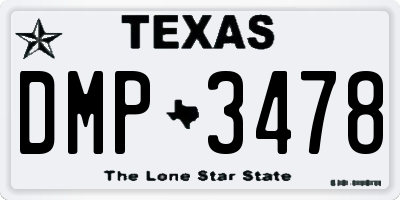 TX license plate DMP3478