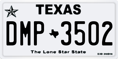 TX license plate DMP3502