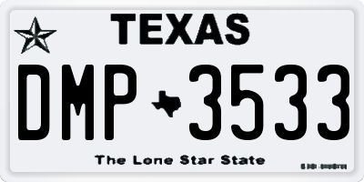 TX license plate DMP3533