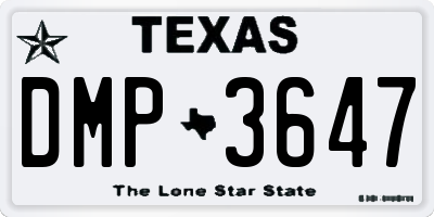 TX license plate DMP3647