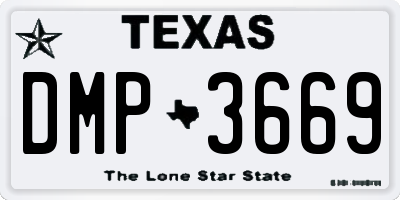 TX license plate DMP3669