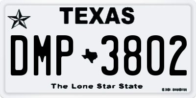 TX license plate DMP3802