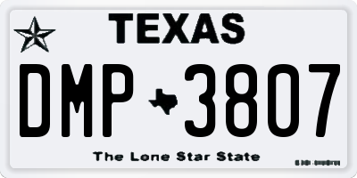 TX license plate DMP3807