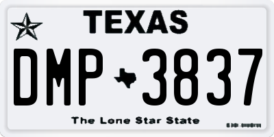 TX license plate DMP3837
