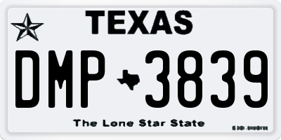 TX license plate DMP3839