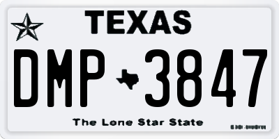 TX license plate DMP3847