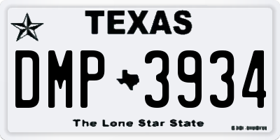 TX license plate DMP3934