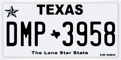 TX license plate DMP3958