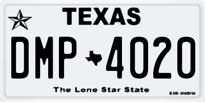 TX license plate DMP4020