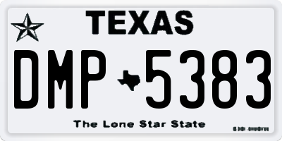 TX license plate DMP5383
