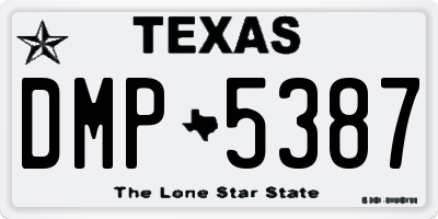 TX license plate DMP5387